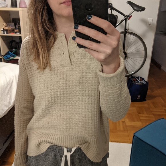 Everlane Belgian Waffle Recashmere Henley in Canvas XXS NWOT - Picture 14 of 14